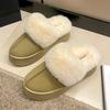 Fashion Women Thick Sole Faux Fur Slippers 2025 Winter New Design Plush Warm Cotton Shoes Indoor Outdoor Slip On Fluffy Platform Slipper
