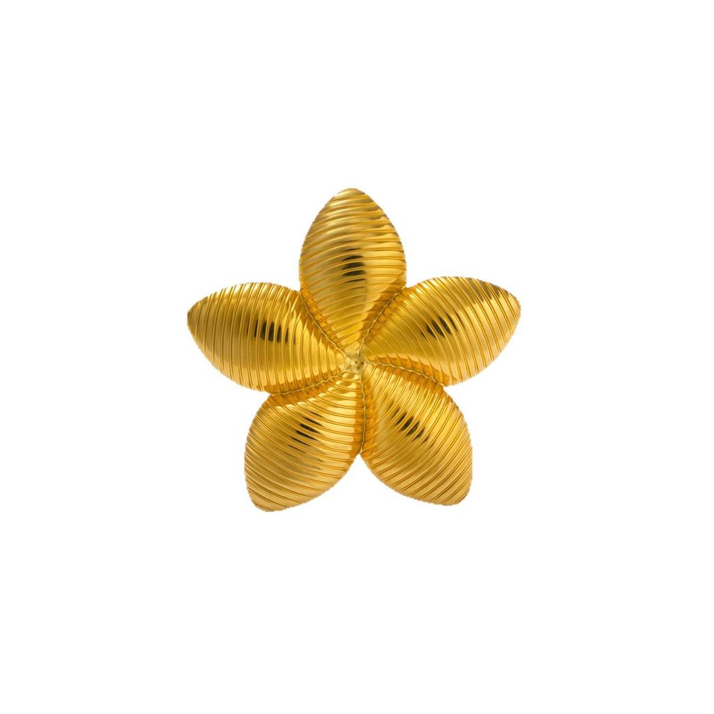 18K Gold Electroplated Stainless Steel Irregular Flower Ring - High-End, Bold Fashion Jewelry.