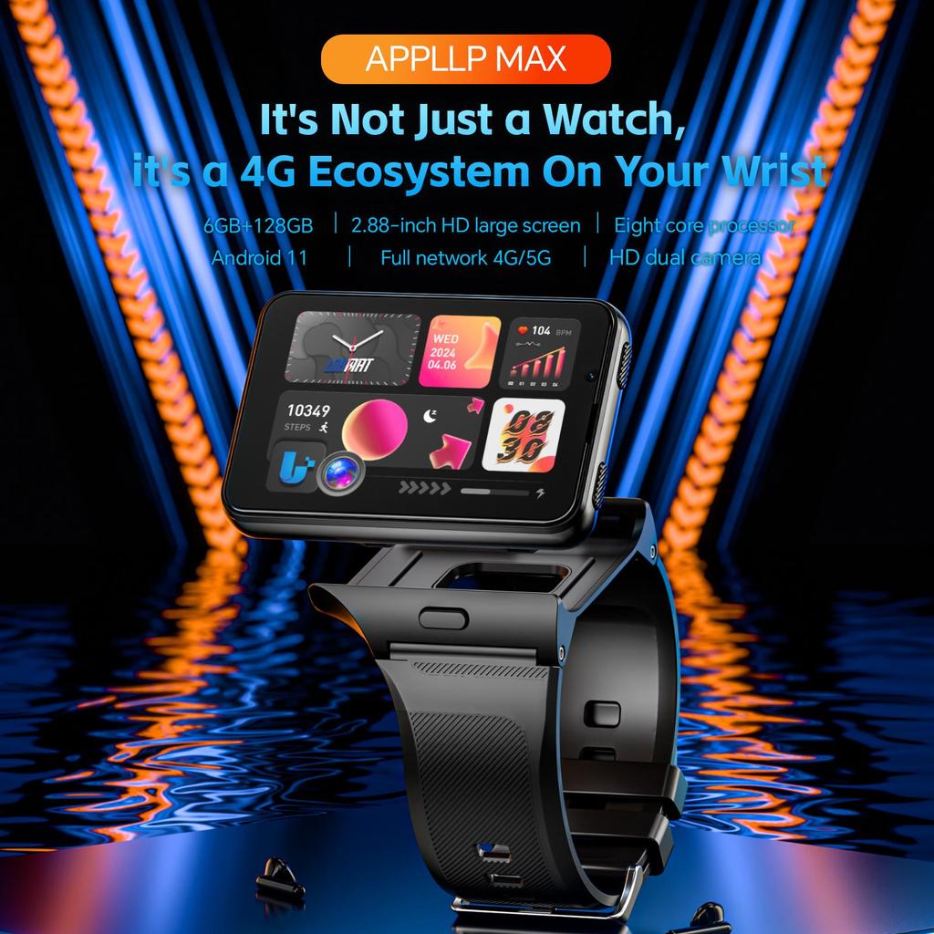 Lokmat APPLLP Max Smartwatch mit 2,88-Zoll-Bildschirm, SIM-Kartensteckplatz und Pulsmesser