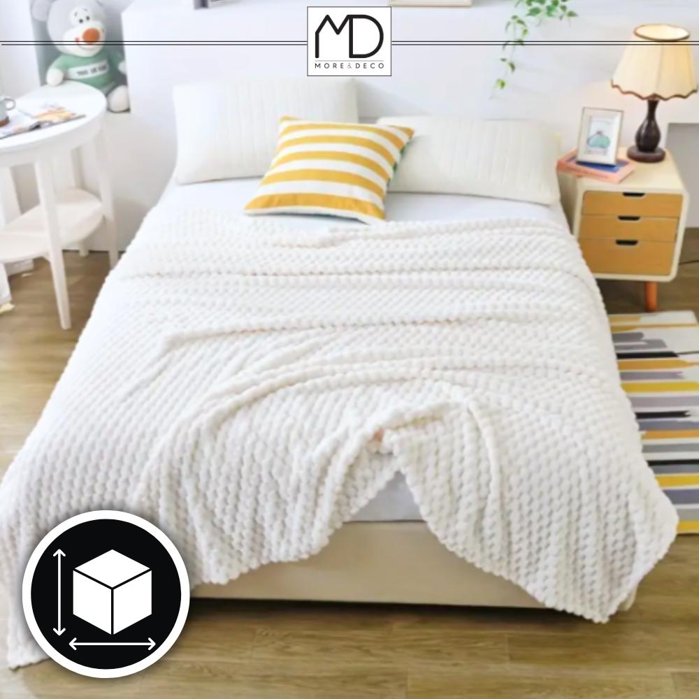 White bedspread, square embossed blanket, 200x220 cm, birthday