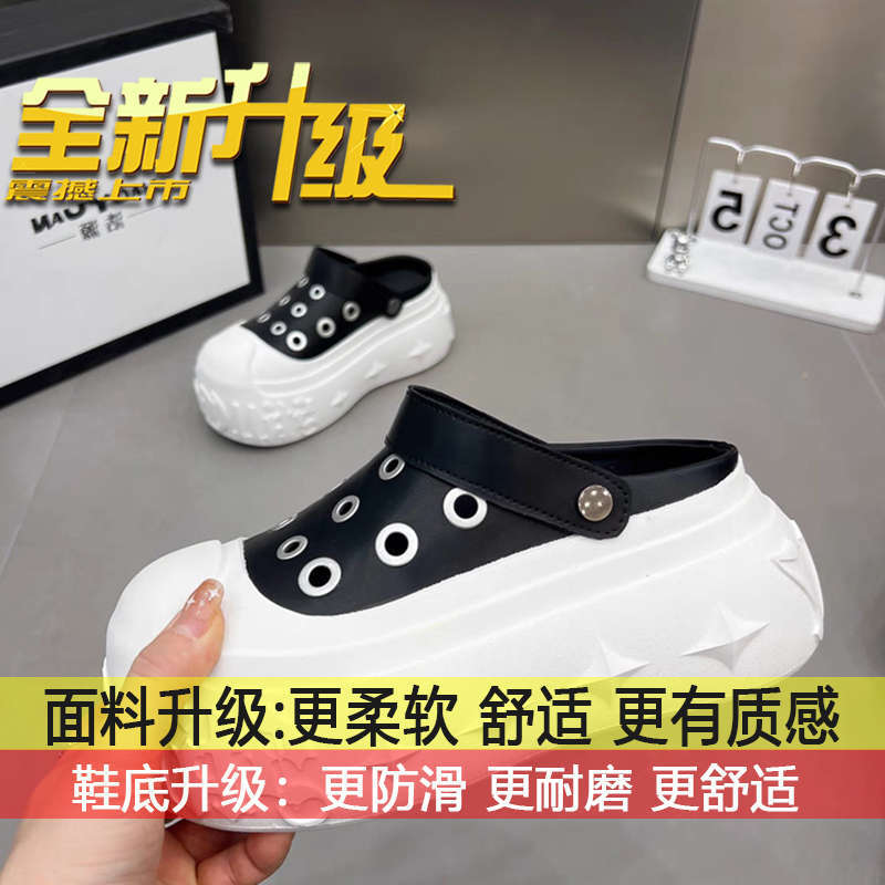 

Ugly cute Korean version of canvas shoes heightening bag head cool slippers 2025 summer thick-soled big head small casual board shoes 35
