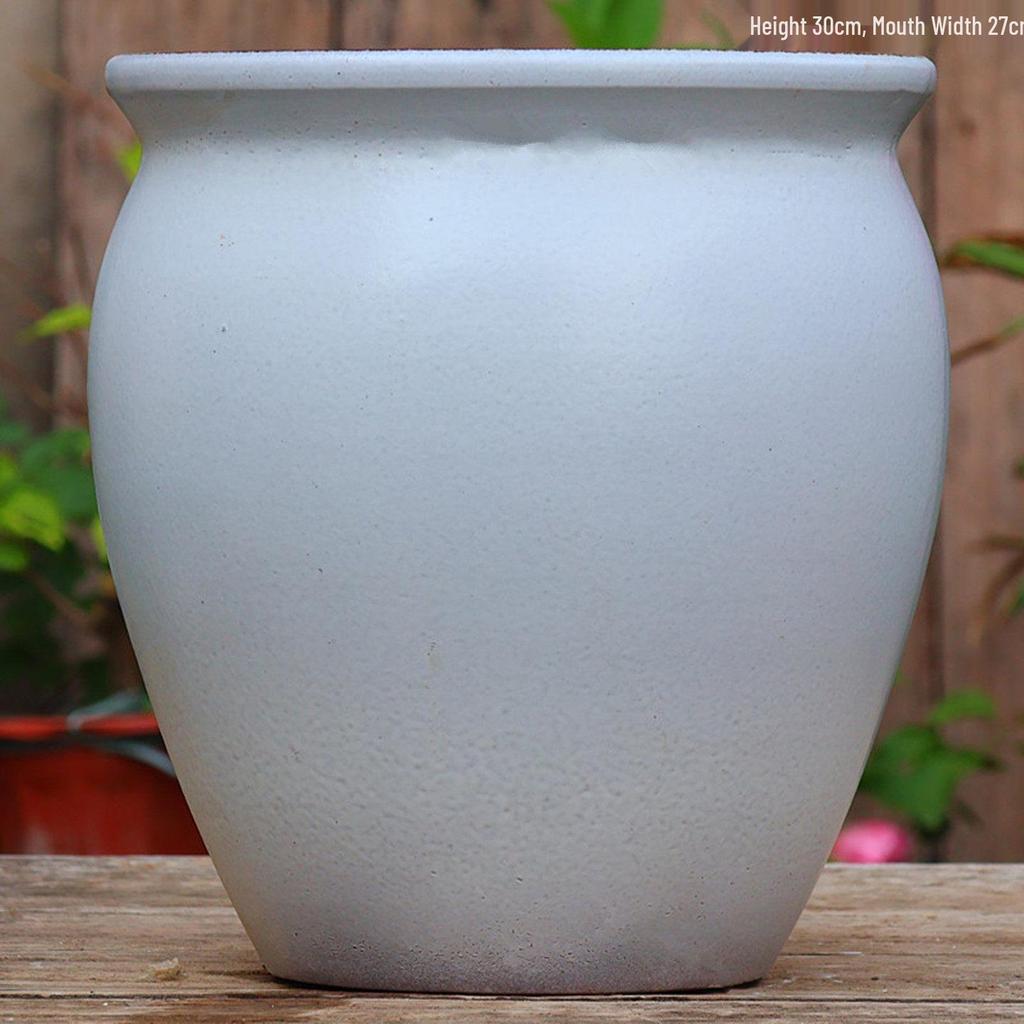 Extra Large White Ceramic Pot: European Style Succulent and Flower Pot for Courtyard Landscaping with Rough Texture and Large Caliber.