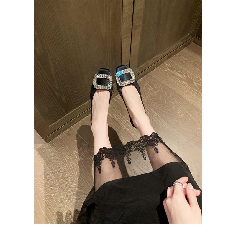 Rhinestone light mouth square head silver with skirt single shoes women's new leather Mary Jane shoes ladyshoes