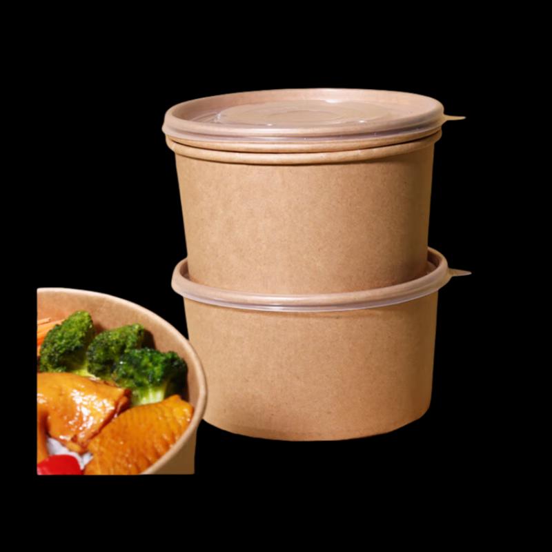 

Круглые биоразлагаемые крафт-бумажные одноразовые миски для еды с крышками Meiliya