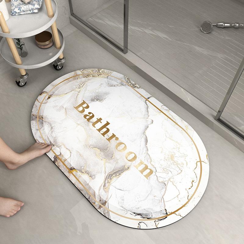 Bathroom Carpet Non-slip Floor Mat Absorbent Diatom Mud Foot Mats Imitation Marble Home Decor Rug for Toilet Shower Area