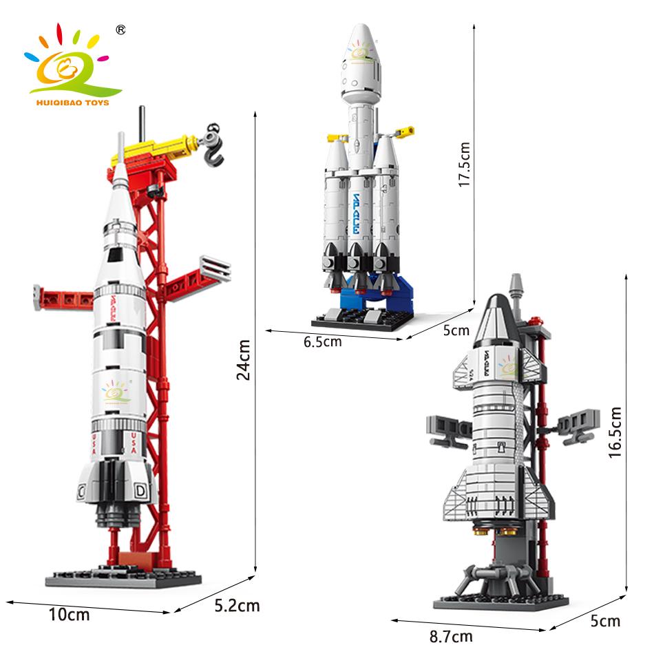 Mini Aviation Manned Rocket Model Building Blocks Space Aerospace Station Bricks City Construction Toys for Children
