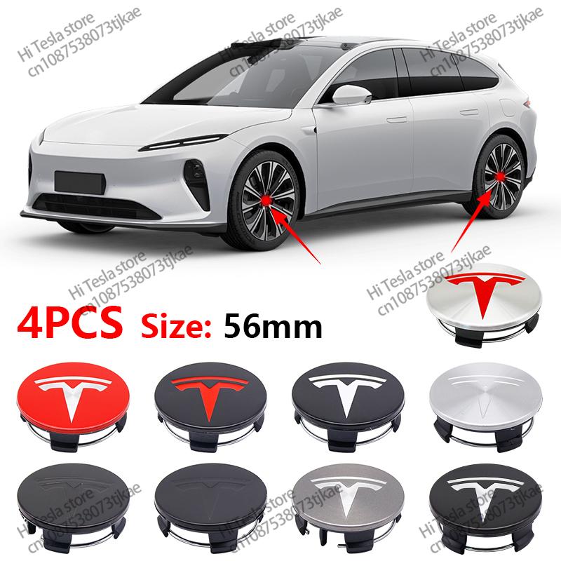 ALL1 56mm 4 Piece Wheel Tire Center Cap Logo for Tesla Original Hub Caps Model3 Model Y Model S X High Quality Auto Accessories