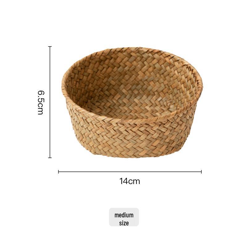 Natural Seaweed Woven Storage Basket for Kitchen & Entryway