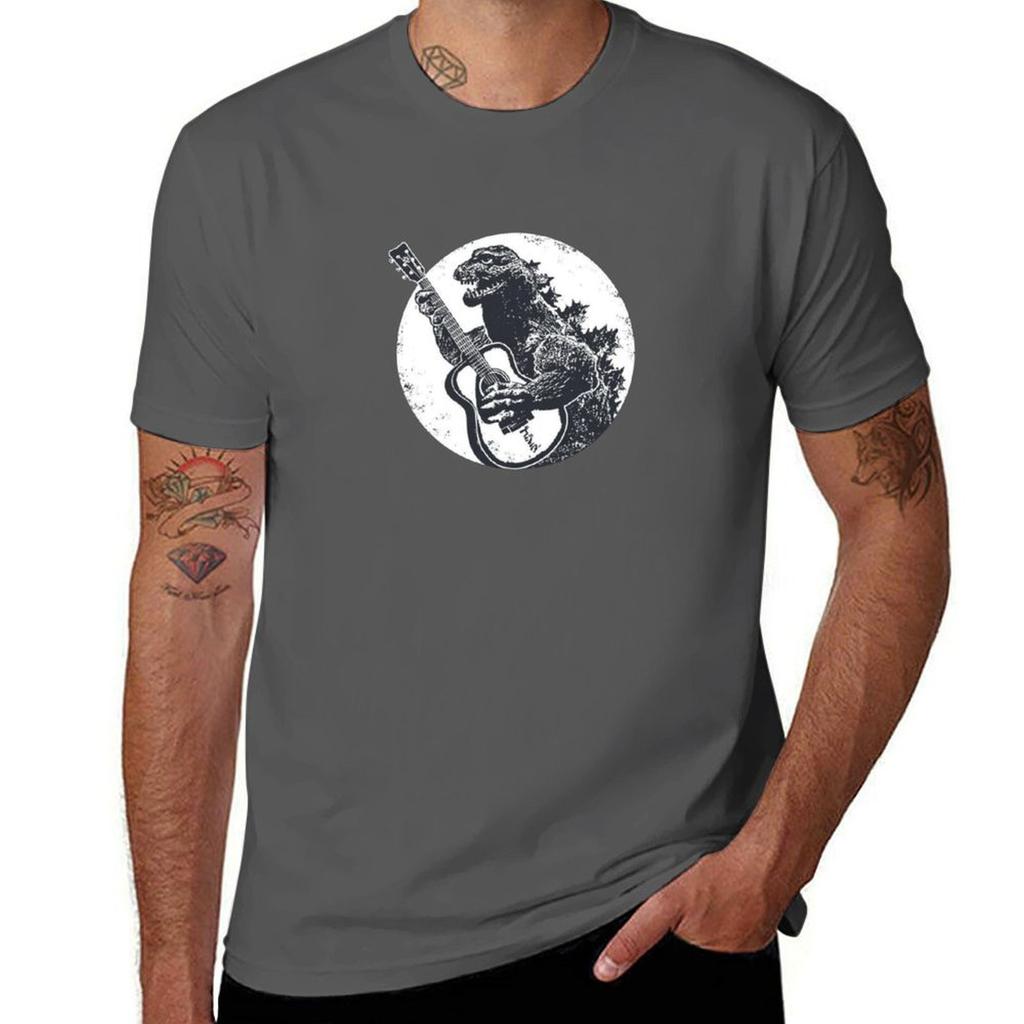 Guitar Funny Vintage Dinosaur Playing Guitar Cool Graphic Tee TShirt Christmas Theme Tee Top