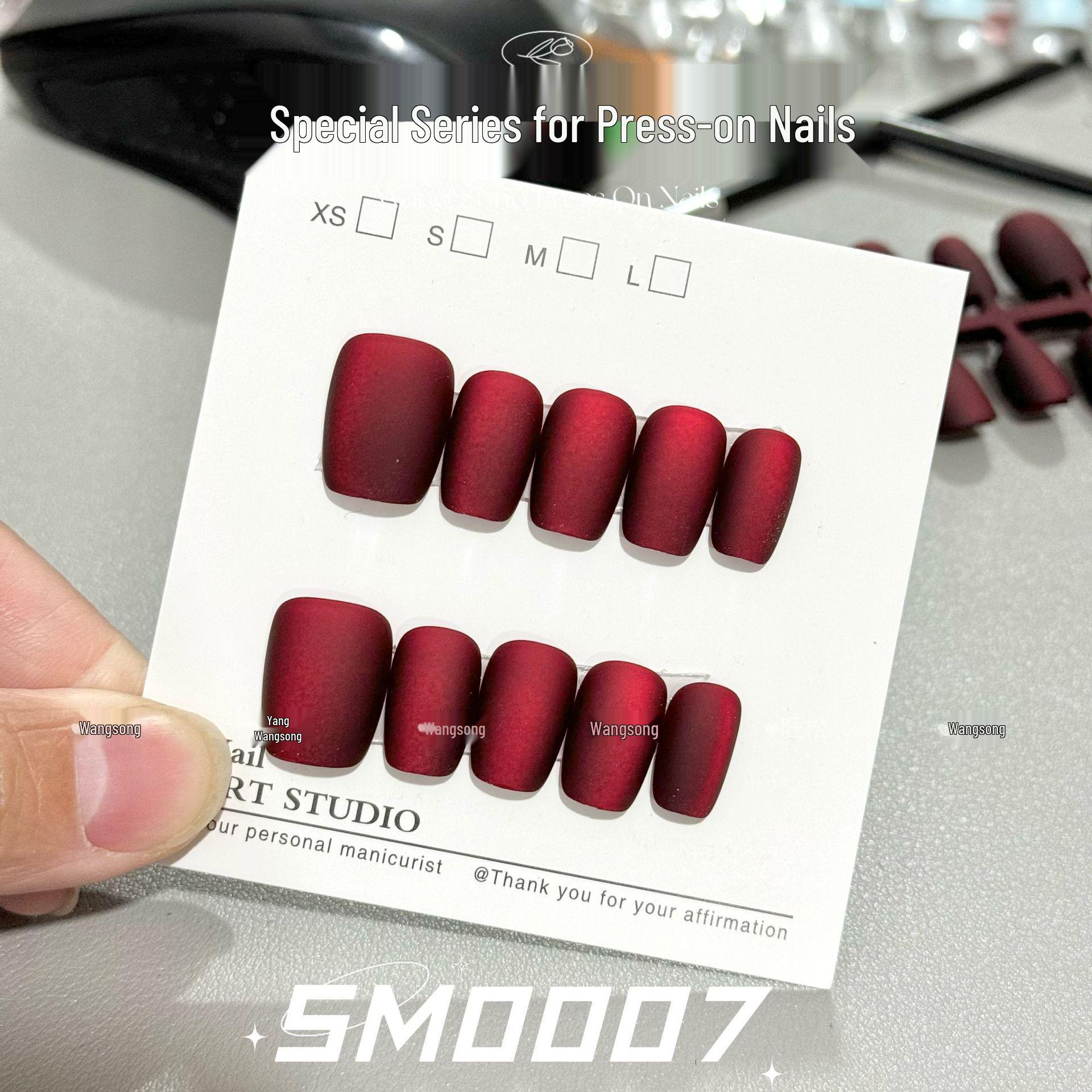 

Wangsong Frosted Cat Eye Rose Diary Velvet Press-On Nail Tips