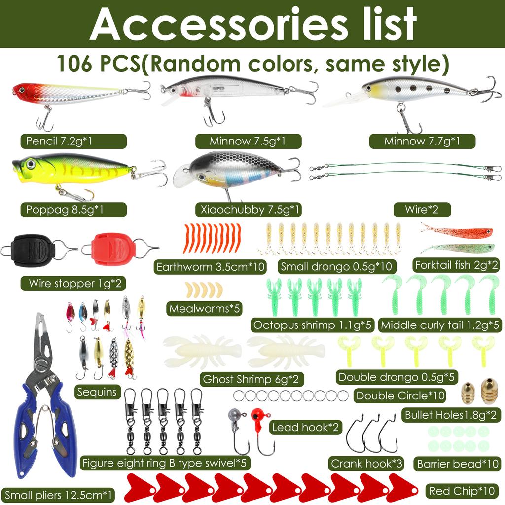 Mixed Fishing Lure Kits Lifelike Fake Fishing Bait Tackle Fast Starting Fishing Lure Sets with Storage Boxes Suitable for Ponds