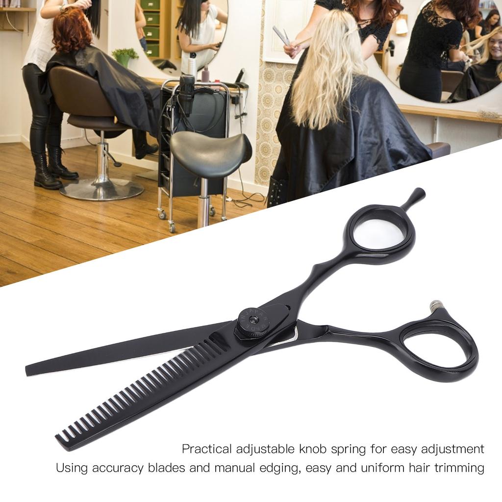 Hair Scissors 5.5 Inches Black Stainless Steel Adjustable Hairdressing Scissors for Hair Thinning ShearsTooth Shears Scissors