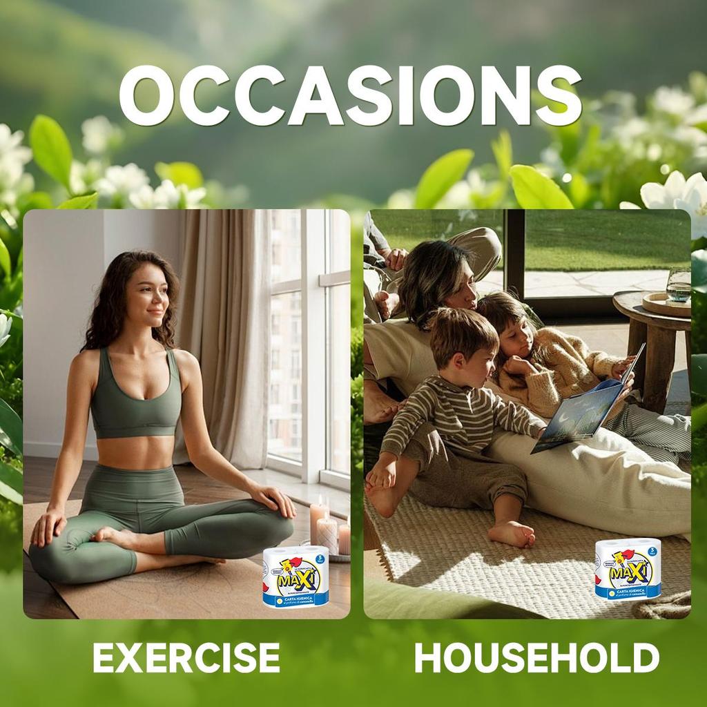 MAXI Papier Toilette Ultra Doux au Toucher Moelleux, Papier Toilette, 4 Rouleaux, Sans Danger pour les Fosses Septiques.