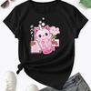 Boba Tea Cat Bubble Print T-shirt Cute Round Neck Short Sleeve T-shirt Spring and Summer Women's Clothing Vintage Graphic Y2K