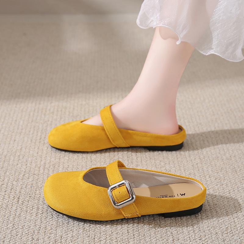 CRLAYDK Retro Women's Casual Loafers Slip On Flat Shoes Comfort Buckle Dressy Ladies Work Backless Walking Moccasins Slides