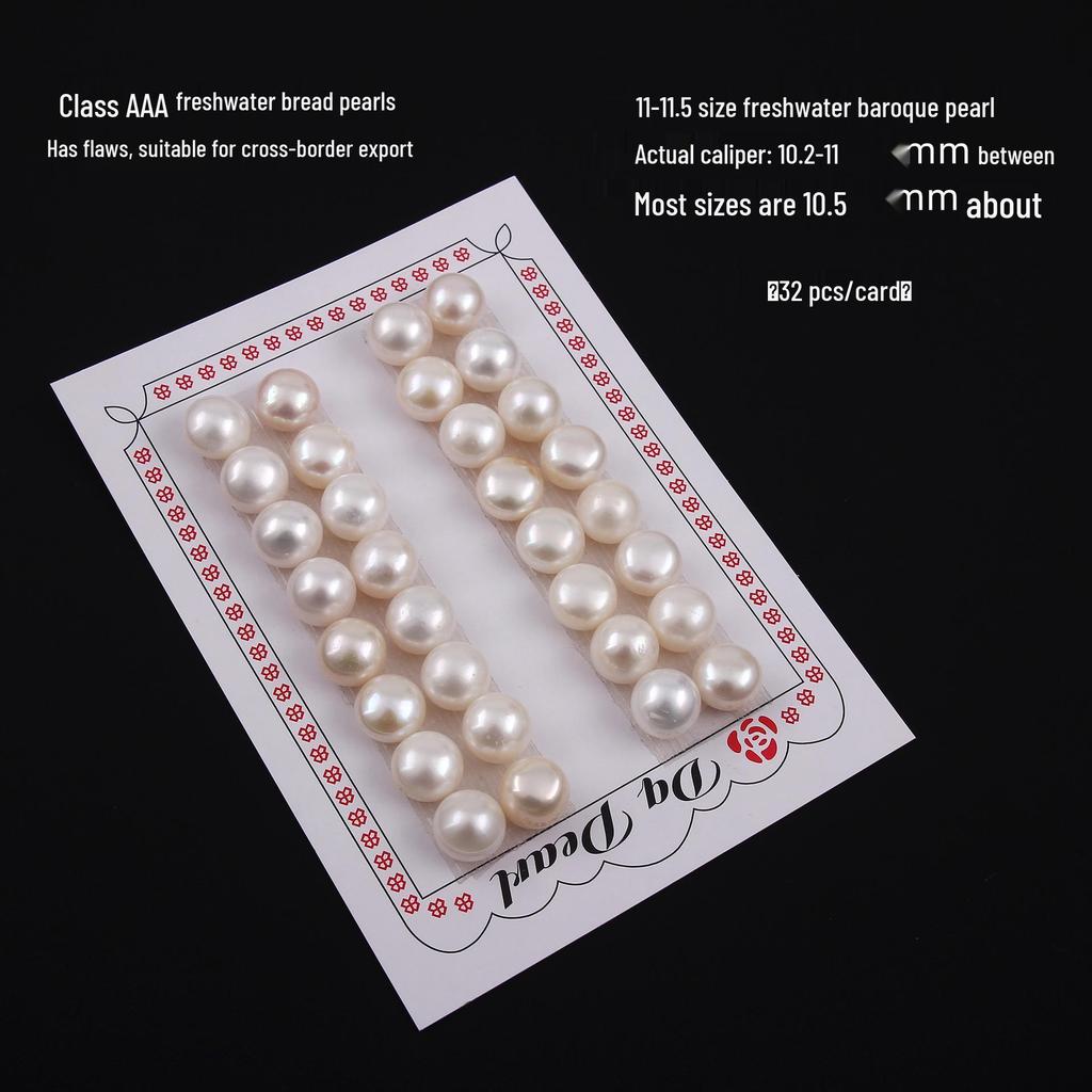 AAA Grade 11-12mm Freshwater Bread Pearls, Half-Drilled Muffin Beads for Brooch and Earring Accessories