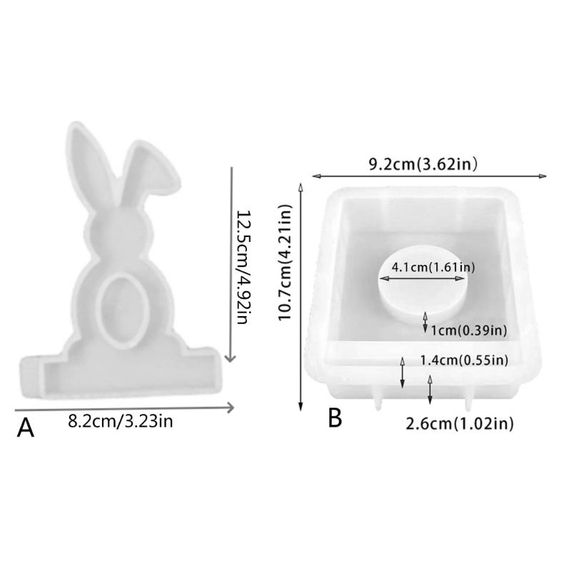 Rabbit Candle Holder Molds with Base for Making Easter Decorations Candle Holder Tealight Holder Table Ornament