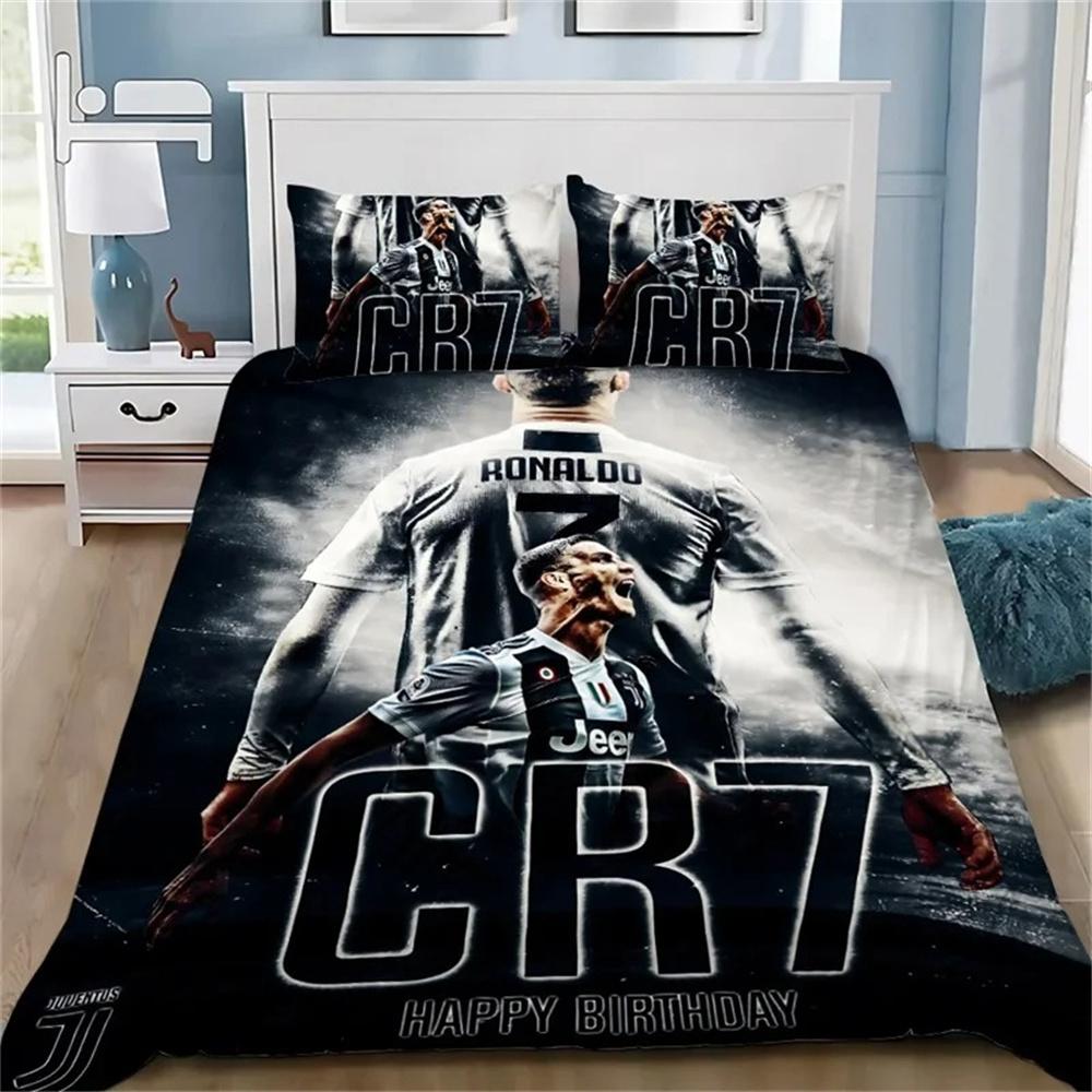 Copripiumino 3D Calcio CR7 Set Biancheria da Letto Morbido Copripiumino Con 1/2 Federe Per Bambini Adulti Copripiumino in Microfibra