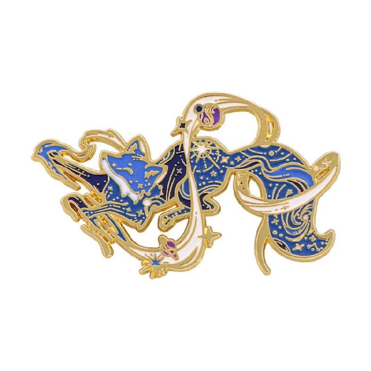 Sturdy Zinc Alloy Foxes Pin Featuring Starry Detailing Secure Clasp Foxes Brooch Ideal For Casual Or Formal Occasions
