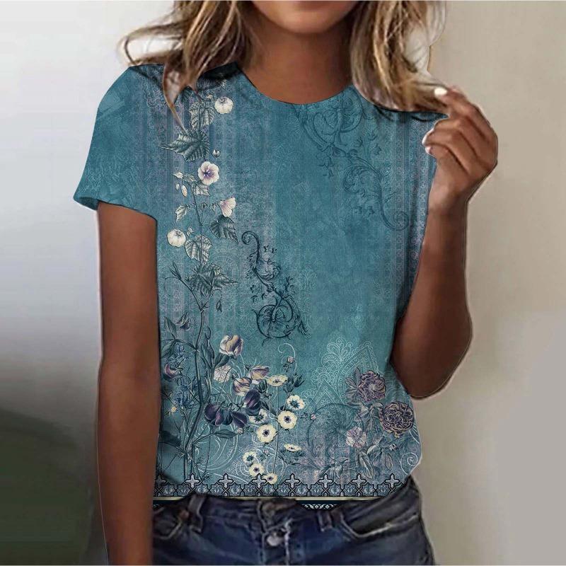 Street Trend T-shirt for Women Summer Casual Loose 3D Printed Short Sleeved Shirt