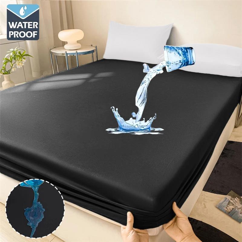Waterproof Fitted Sheet Suitable for children and elderly Incontinence Bed Sheet Solid Color Simple Dustproof Bedding Soft and Comfortable