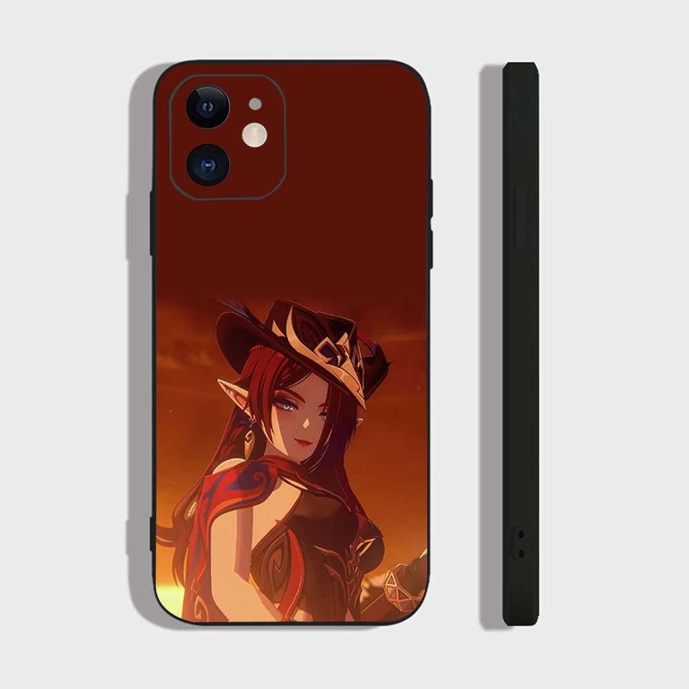 Game Genshin Impact Chasca Phone Case For IPhone 17 Air 16 15 14 13 Pro Max 11 12 Black Silicone Cover