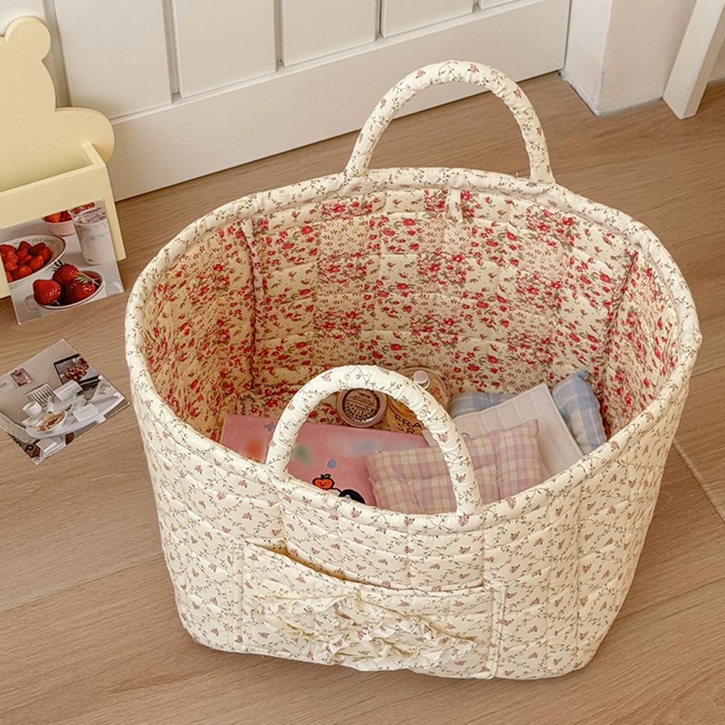 Pastoral Style Fabric Storage Basket Stackable Washable Sundries Storage Organizer Foldable Underwear Debris Organizing Frame
