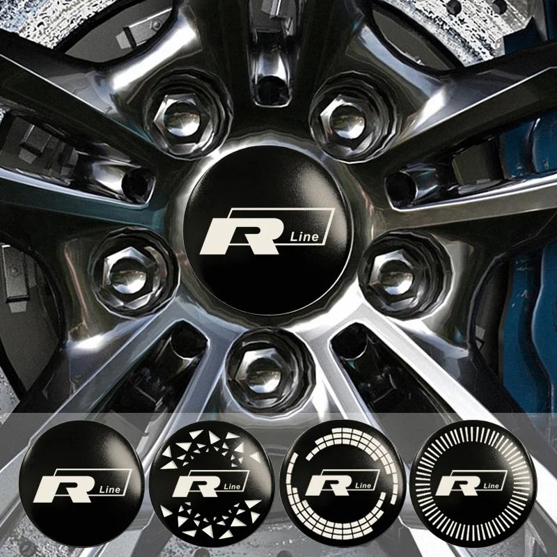 2026 Hot For VW VOLKSWAGEN 4pcs 56/60/65mm Car Wheel Center Stickers for Volkswagen Rline Golf Scirocco Variant Touareg Lamando
