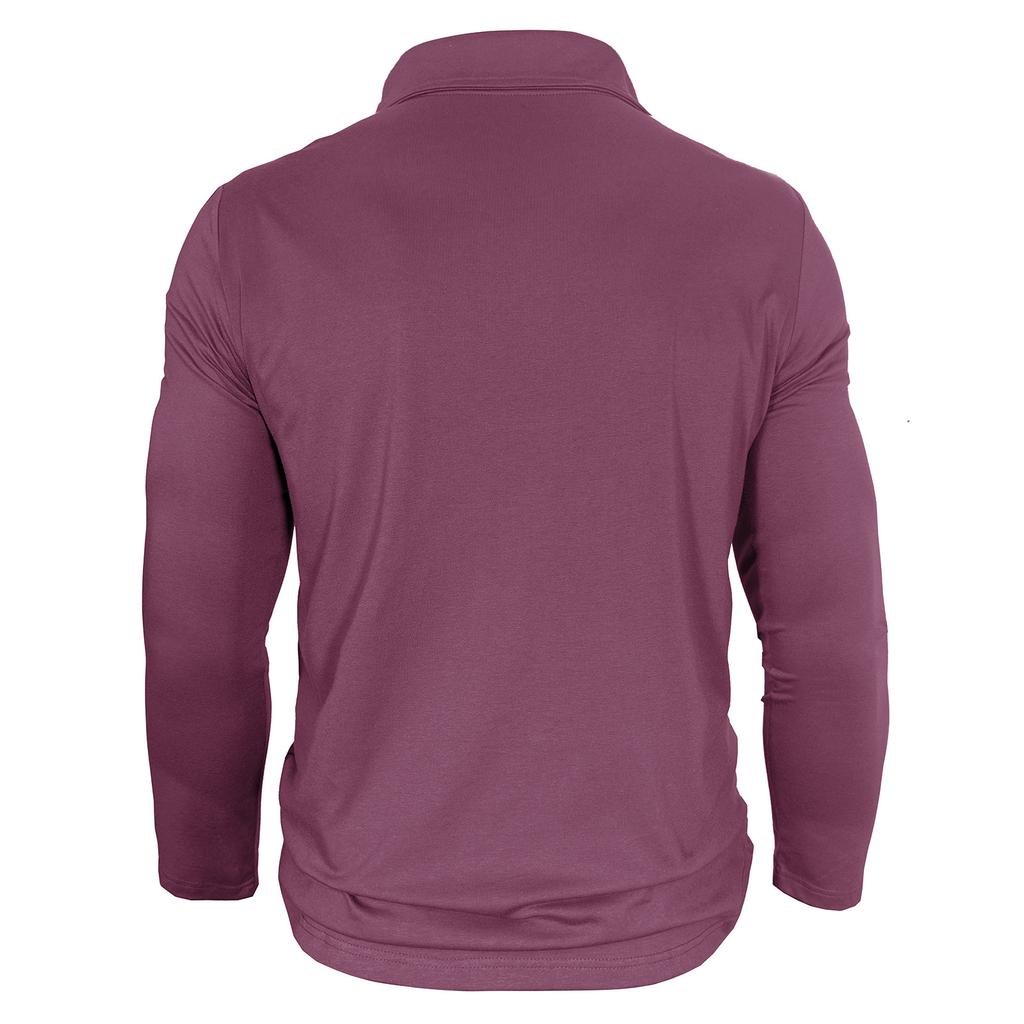 Spring Autumn Men's Long Sleeve Casual Polo Shirts Solid Lapel Button Up Pull On Polos Man