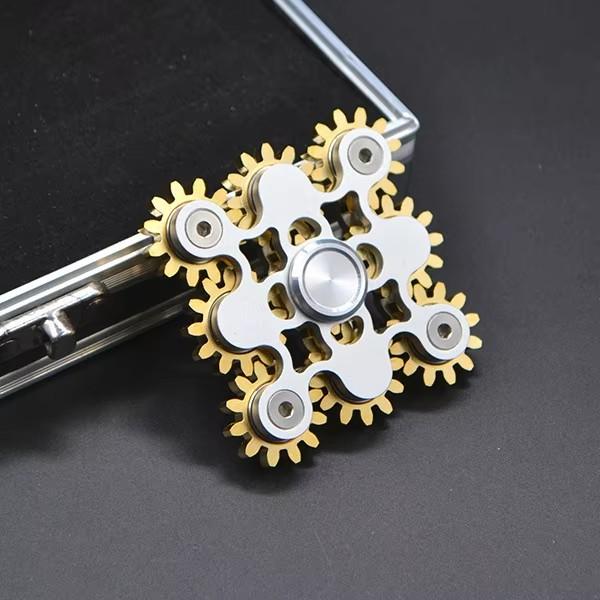 Lure Mechanical Gear Fingertip Gyroscope Copper Fidget Nine Tooth Linkage EDC Metal Alloy Rotor Focusing Decompression Toys