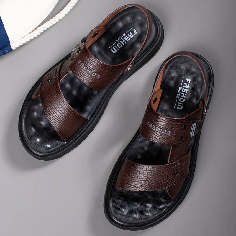 Męskie Skórzane Sandały Letnie Outdoorowe Codzienne Sportowe Buty Plażowe Projektantowe Sandały Imprezowe