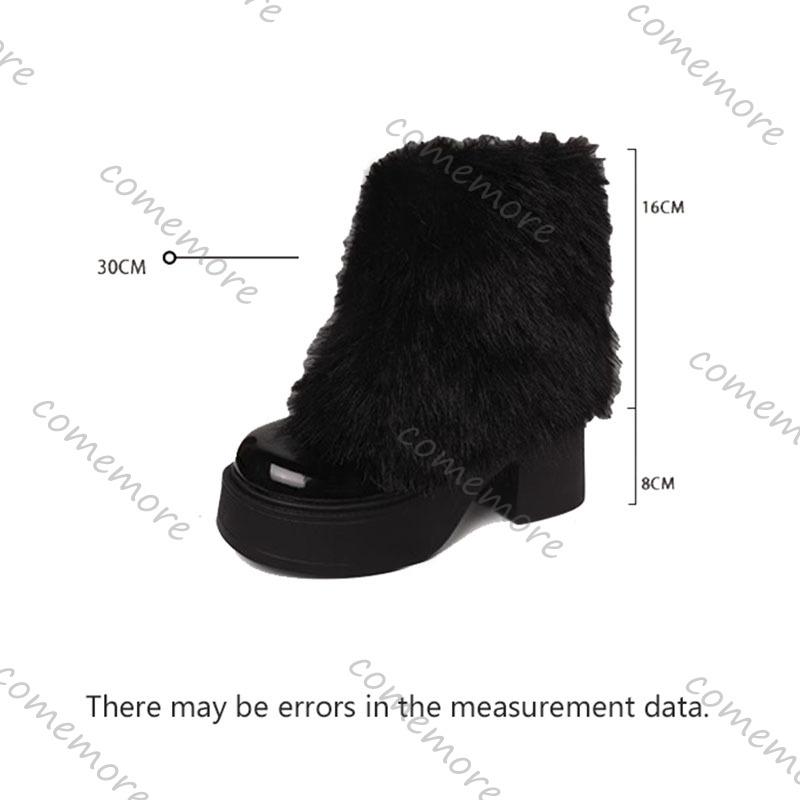 Fashion Comemore Fashion Warm Short Boots Thick Bottom Winter Velvet Fur Snow Boots for Women Chunky High Heels Female Platform Botines