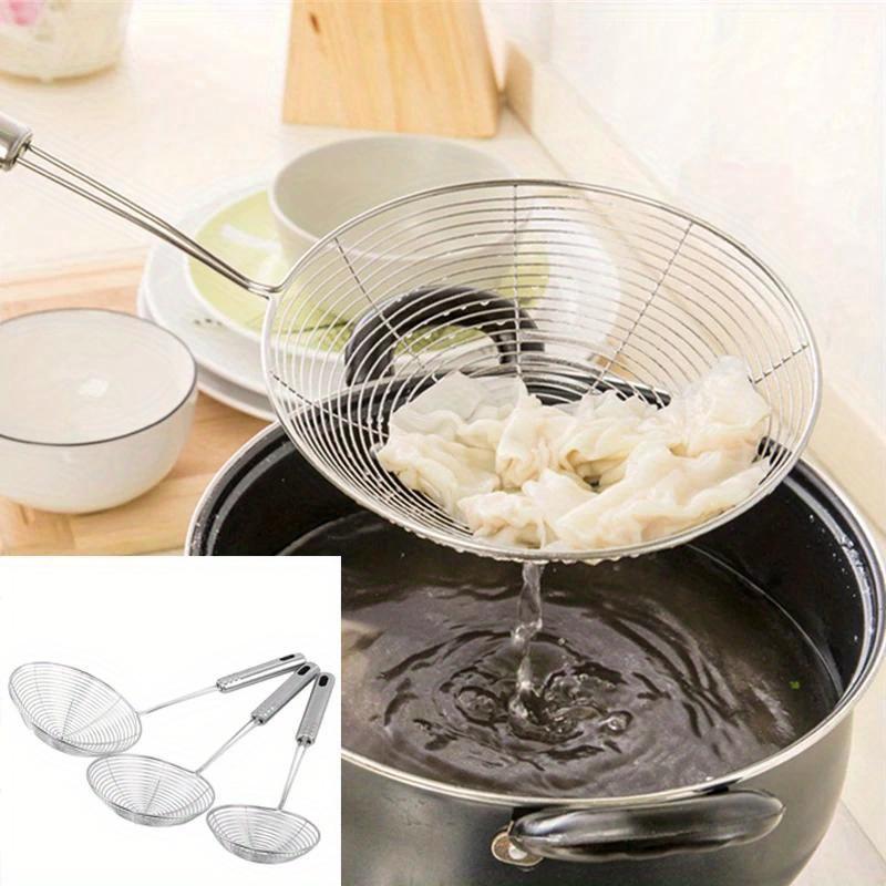 3 Stück Ovaler Schaumlöffel Edelstahl Filter Sieb Ölkanne Lebensmittelfilter Kochgeschirr Sieb Frittierfilter Küchensieb Back-Kochwerkzeug