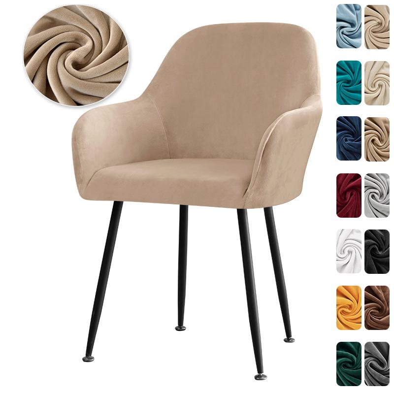 1/2pcs Velvet Arm Chair Cover Soft Elastic Dining Chair Slipcovers Washable Kitchen Office Rocker Chairs Seat Covers