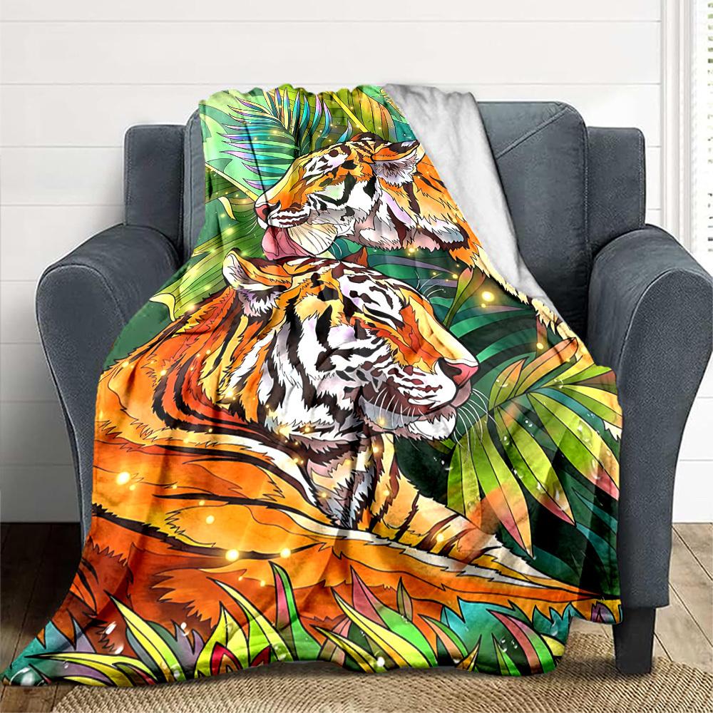 1PC Tiger Print Blanket, Throw For Sofa, Bed, Travel, Printing Blanket With Soft And Warm Fabric yy250918133