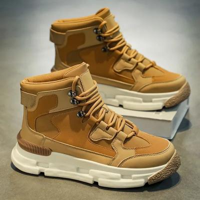 Outono inverno homens botas militares nova alta superior sola grossa escalada ao ar livre botas de trabalho de neve moda casual sapatos esportivos macios