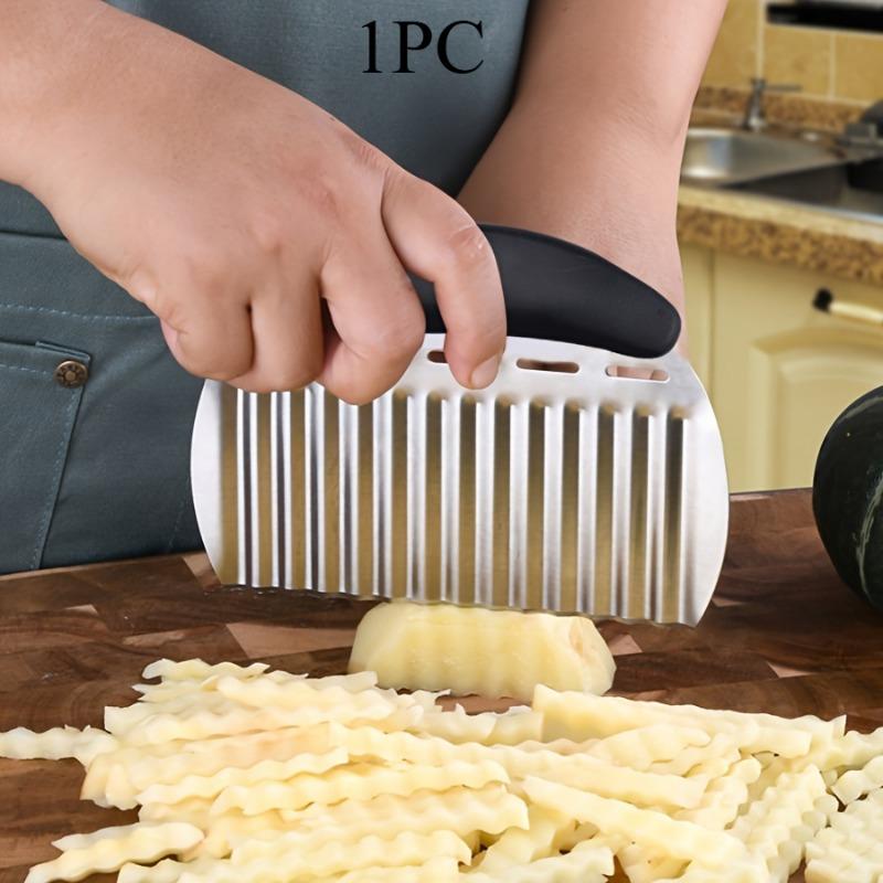 1PC Potato Slicer, Wavy Potato Cutter, Household Vegetable Cutting Tool, Fine Stripe and T-block Cutting Tool