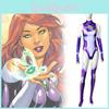 Teen Titans Starfire Cosplay Jumpsuit Halloween Costume For Adults Kids 3d Print Stretchable Breathable Fabric