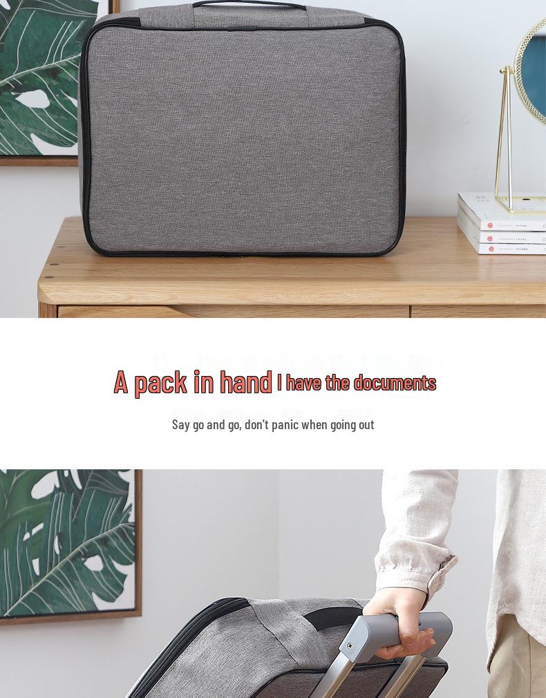 Large Capacity Multifunctional Lockable Document Bag for Family and Passport Storage