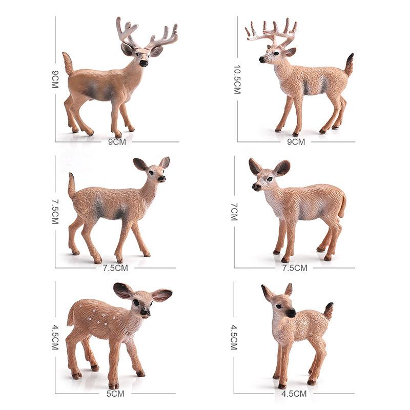 Children'S Cognitive Forest Series Animal Model, Simulated White-Tailed Deer 6-Piece Christmas Ornament Toy