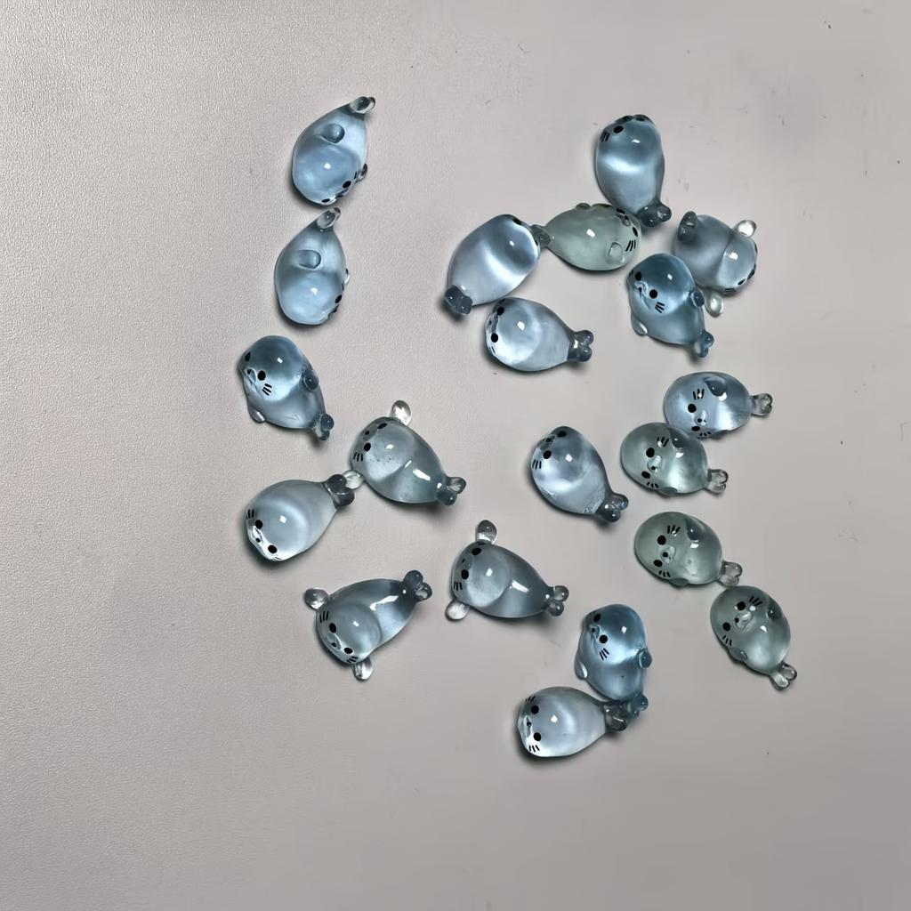 10pcs Luminous Mini Seal Resin Ornament - Simulation Miniature Luminous Seal Luminous Ocean Small Animal DIY Creative Ornament