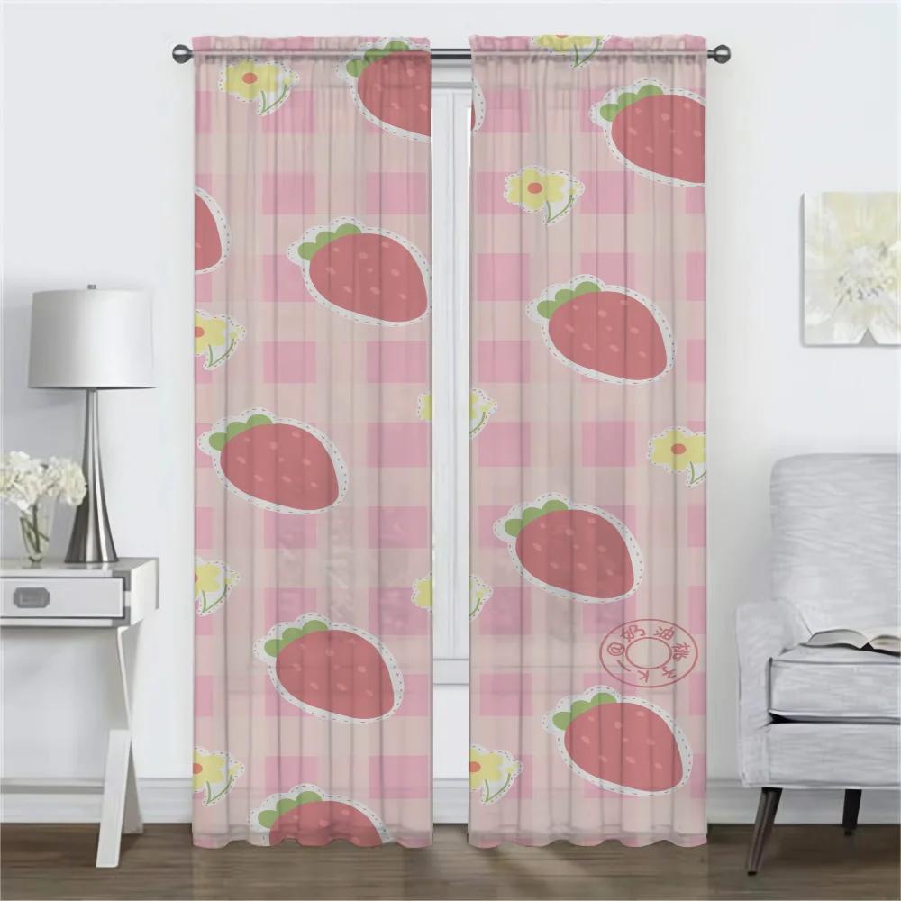 Cute Kitchen Curtains for Living Room Shades Window Curtain Home Interior Curtains 2 Pieces Tulle for Bedroom Partition Blackout