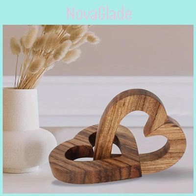 Wooden Intertwined Double Hearts Ornament Memorial Gift Keepsake For Gift Giving