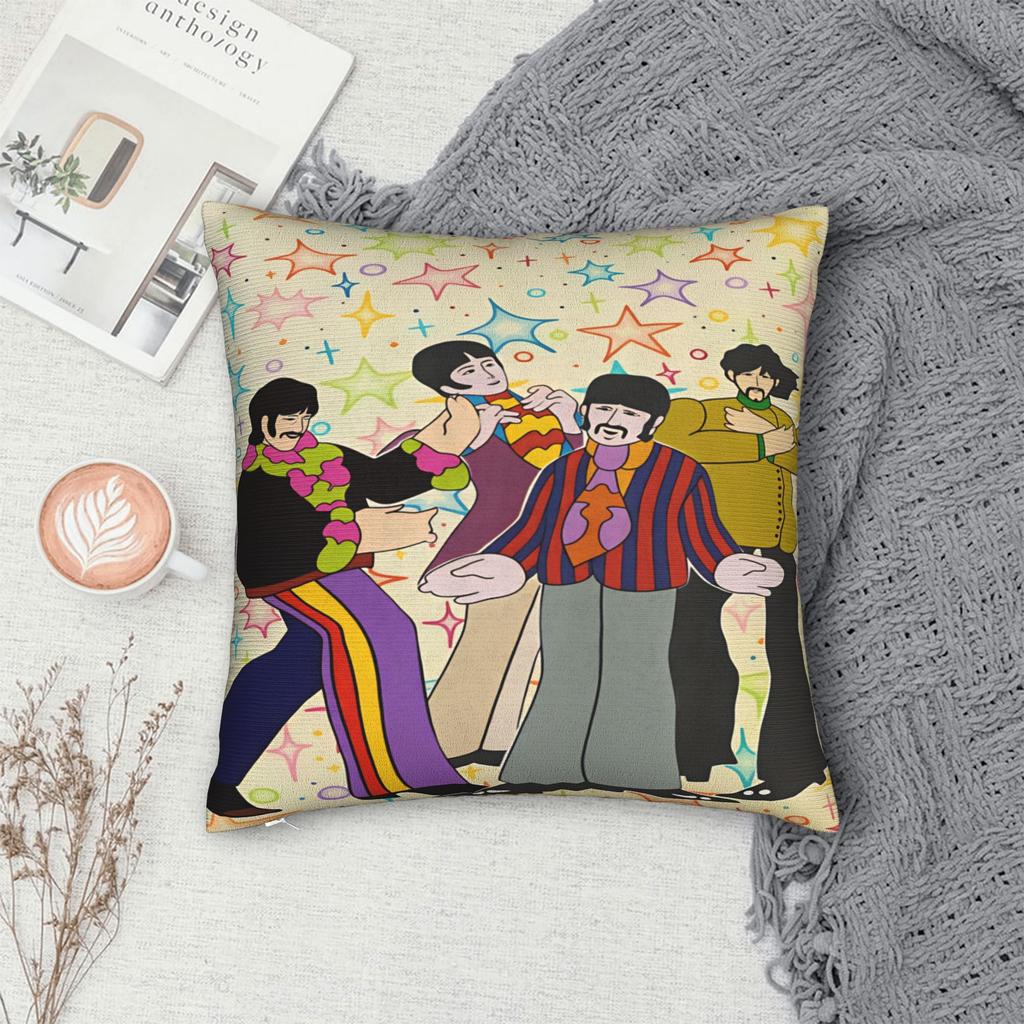 Beatled Music Pillow Cover Comfy Cushion Cover Retro Trendy Pillow Case For Living Room Sofa