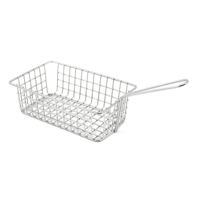 Stainless Steel French Fry Basket Snack Filter Fried Net Drain Grid Drain Western Food Basket Chicken Fry Basket Kitchen Tool