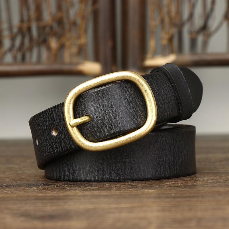 Жіночий ремінь. Вінтажний зім’ятий модний шкіряний ремінь із шпилькою. Перший шар натуральної шкіри. Універсальний джинсовий ремінь. Жіночий