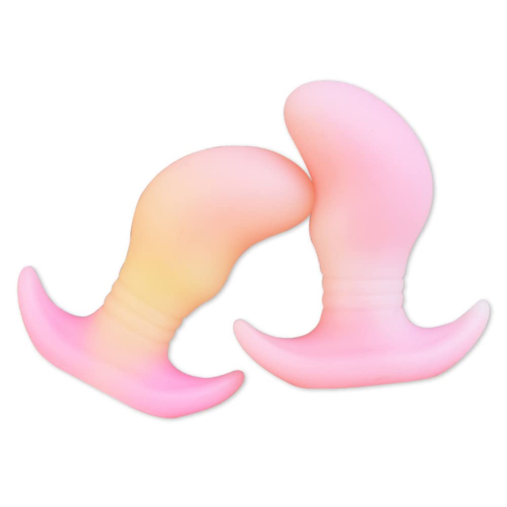 2nd Generation Anal Plug with for Going X 17cm TaRiss's Bean-shaped Unevenness, Anchor-shaped Base, Out, Silicone, Pink, Yellow, L, 6.2cm