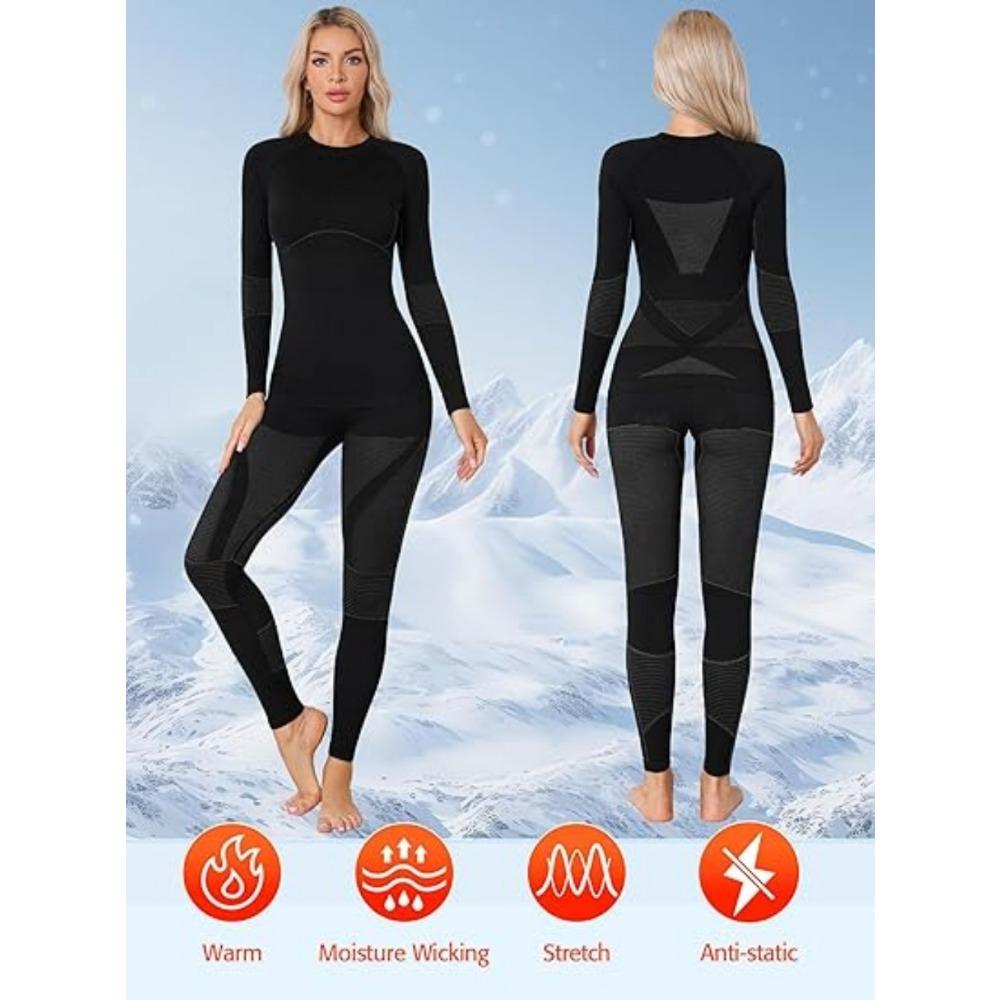 CHARMLEAKS Thermal Underwear for Women Long Johns Winter Warm Base Layer Set Cold Weather Top and Bottom