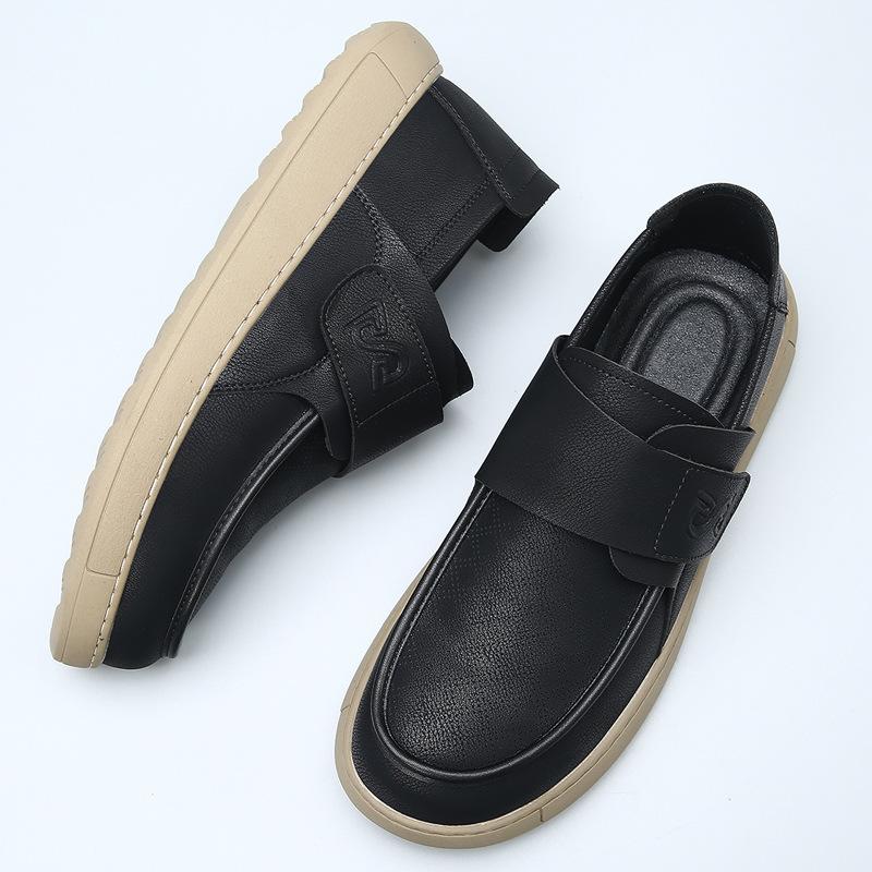 2025 new autumn breathable one-pedal lazy loafers men's fashion trend leather foot casual leather shoes