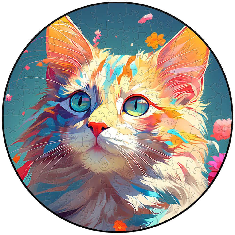 Cat A3 A4 A5 Wooden Puzzle For Adults Children Toys Wood Diy Crafts Round Shaped Holiday Gift Building Blocks Home Decorate